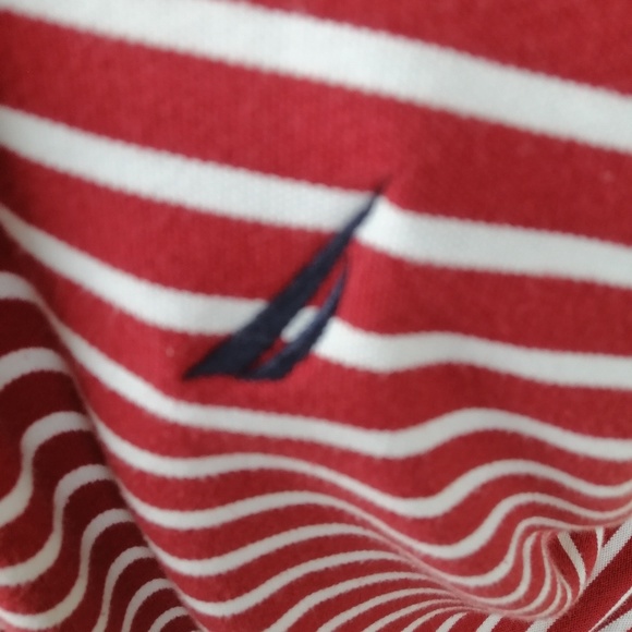 Nautica Red Stripe Polo  Rugby Short Sleeve shirt - Picture 6 of 7